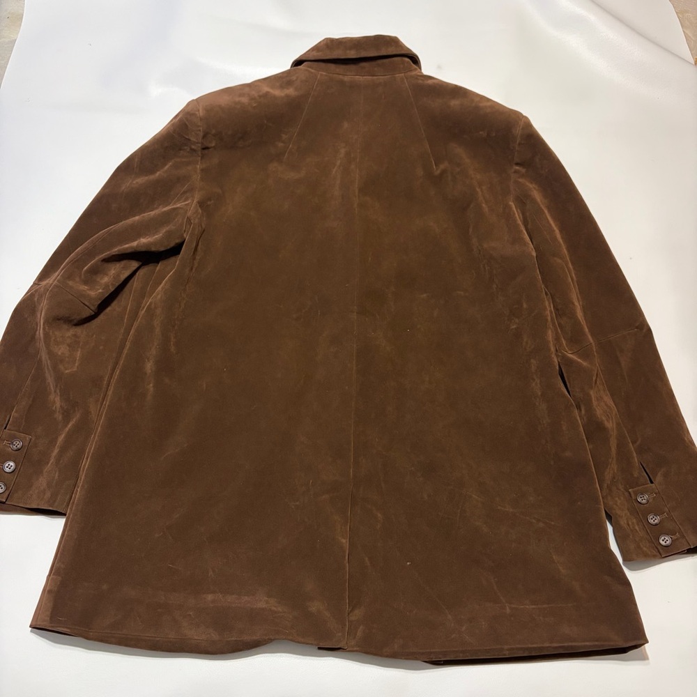 Free People We The Free Paper Cut Faux Suede Blazer Sz L Oversized Boxy - Picture 12 of 15